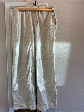 Women’s COS Lightweight Silk Blend Wide Leg PJ Pants - Cream/White - Grey
